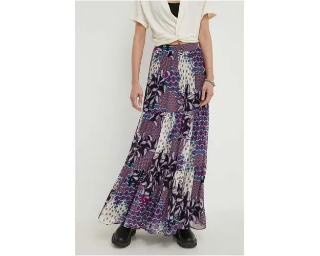 BA&SH fusta din matase BROOKE culoarea violet, maxi, evazati, 1E24BROO