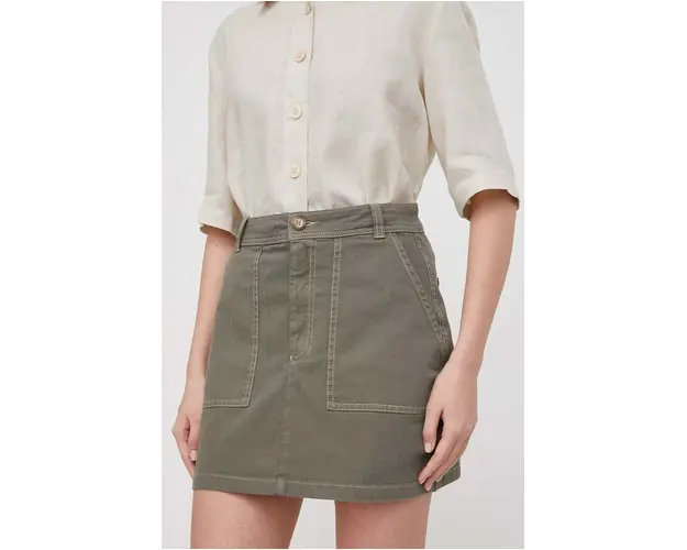 Pepe Jeans fusta culoarea verde, mini, evazati