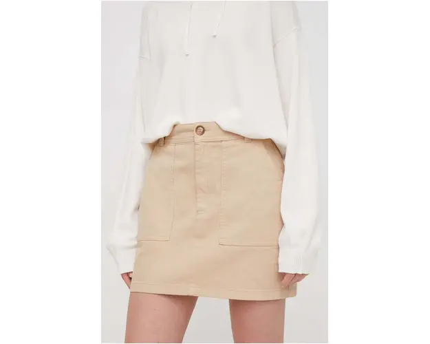 Pepe Jeans fusta culoarea bej, mini, evazati