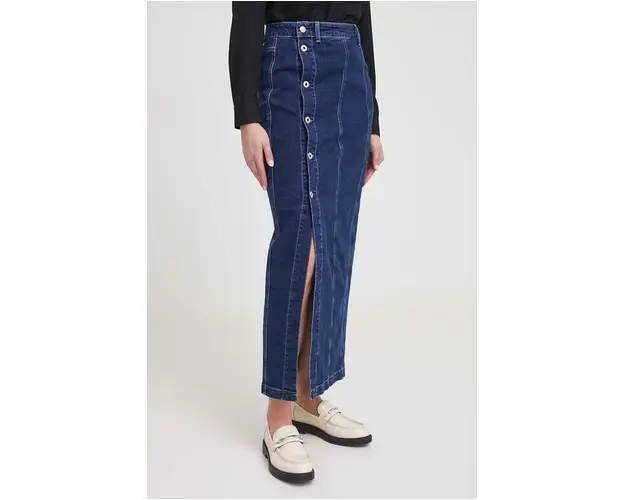 Pepe Jeans fusta jeans culoarea albastru marin, maxi, drept