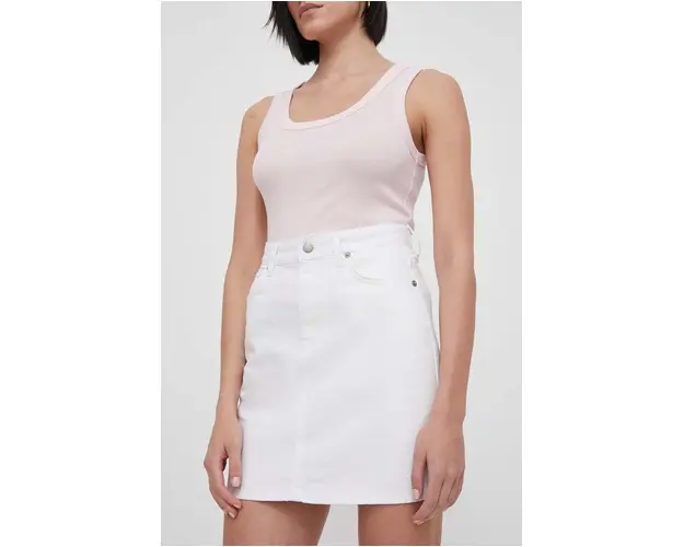 Pepe Jeans fusta jeans culoarea bej, mini, creion