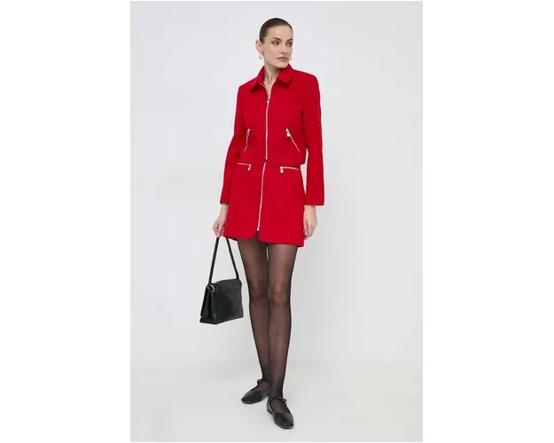 Morgan fusta culoarea rosu, mini, creion