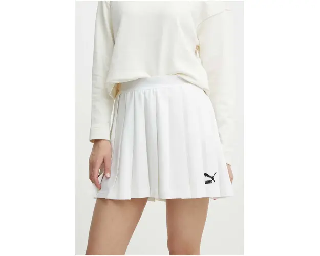 Puma fusta culoarea alb, mini, evazati, 624237