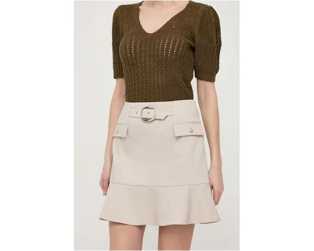 Morgan fusta culoarea bej, mini, evazati