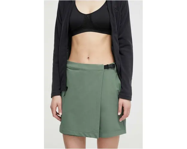 Jack Wolfskin pantaloni scurti sport Wandermood femei, culoarea verde, neted, high waist