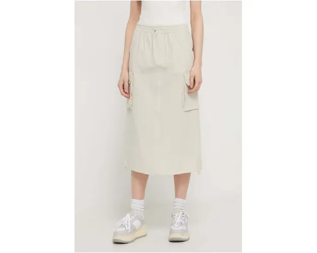 Tommy Jeans fusta culoarea bej, midi, drept DW0DW17719