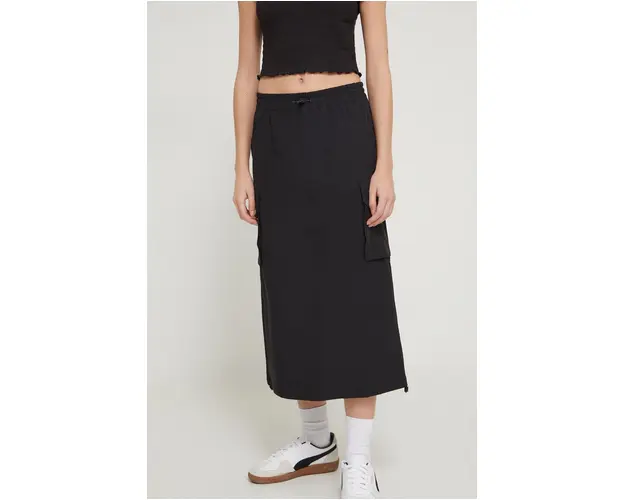 Tommy Jeans fusta culoarea negru, midi, drept DW0DW17719