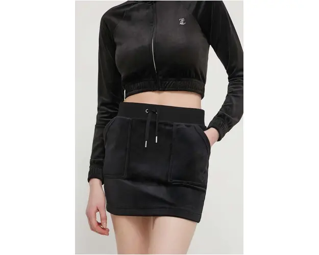 Juicy Couture fusta de catifea culoarea negru, mini, creion