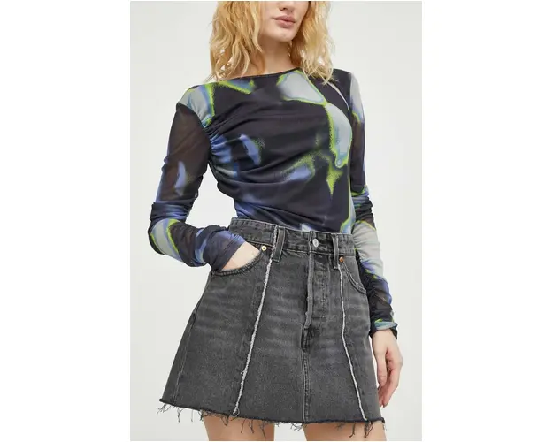 Levi's fusta jeans culoarea gri, mini, creion