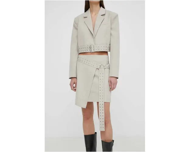 Gestuz fusta culoarea gri, mini, drept, 10908859