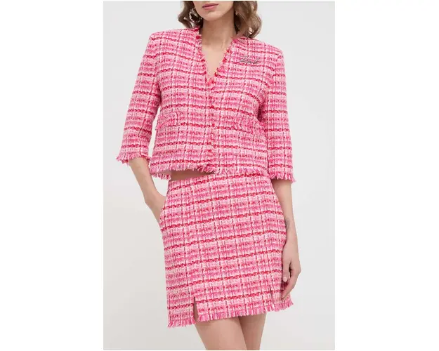 Karl Lagerfeld fusta culoarea roz, mini, evazati