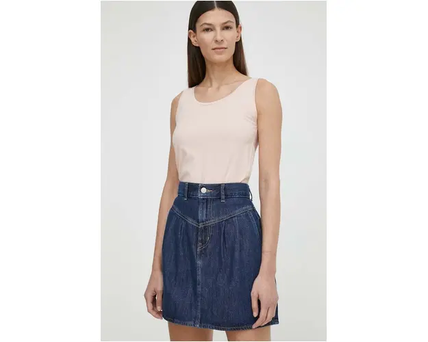Levi's fusta jeans culoarea albastru marin, mini, drept