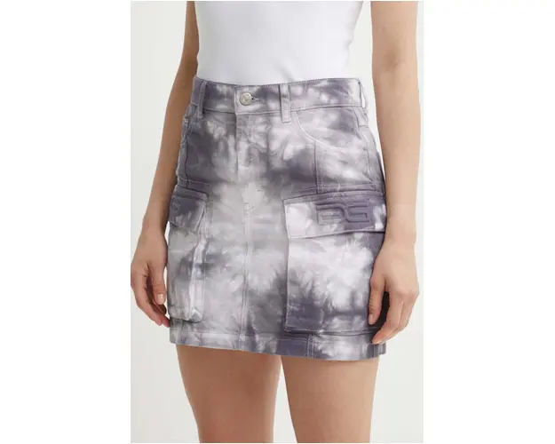 Gestuz fusta jeans culoarea gri, mini, drept, 10909057