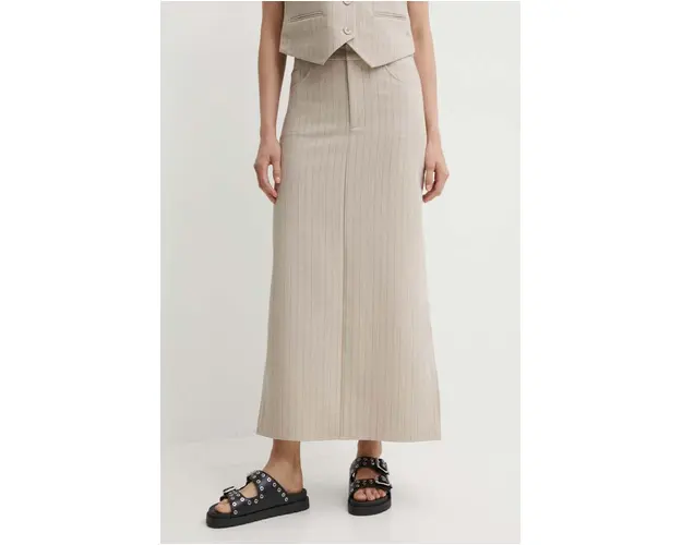 Gestuz fusta culoarea bej, maxi, drept, 10909339