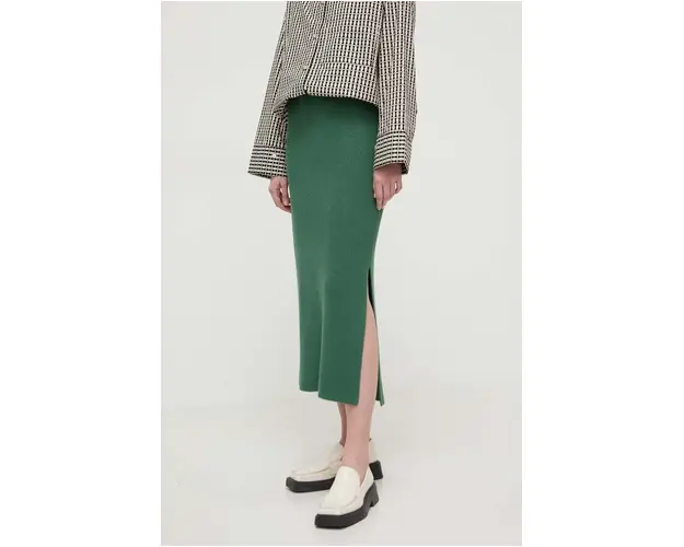 By Malene Birger fusta culoarea verde, midi, drept