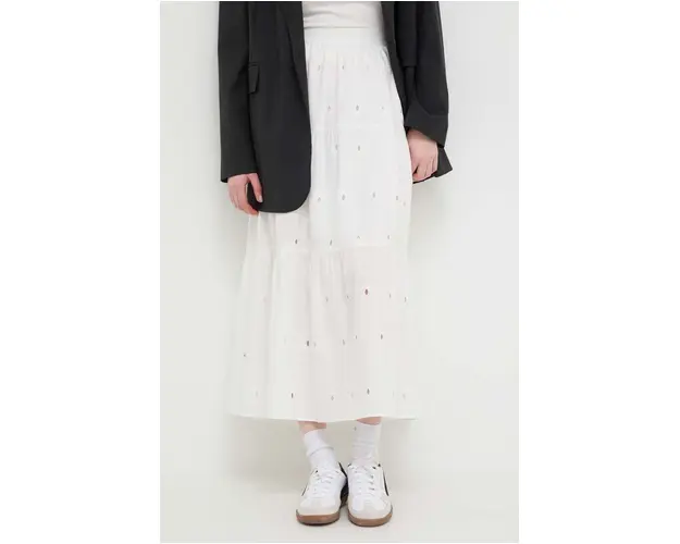 Desigual fusta din bumbac VICENZA culoarea bej, maxi, evazati, 24SWFW05