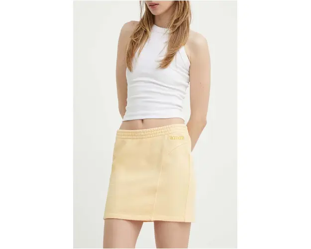 Rotate fusta din bumbac culoarea galben, mini, creion