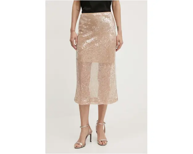 Sisley fusta culoarea bej, midi, drept, 44OBL002B