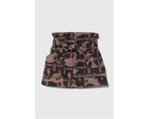 Sisley fusta din bumbac pentru copii culoarea verde, mini, drept