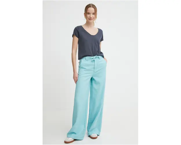 Pepe Jeans pantaloni TAMMY femei, culoarea turcoaz, lat, high waist, PL211728
