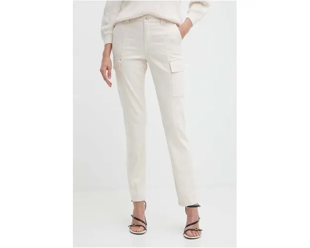 Morgan pantaloni PACAR femei, culoarea bej, mulata, high waist, PACAR