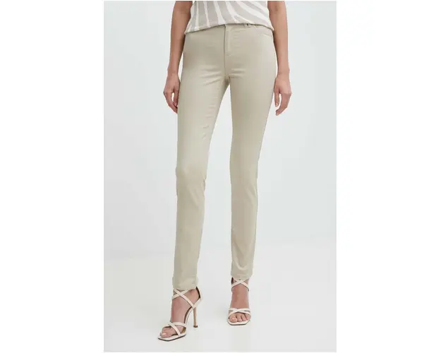 Morgan pantaloni PIOUBA femei, culoarea bej, drept, high waist, PIOUBA