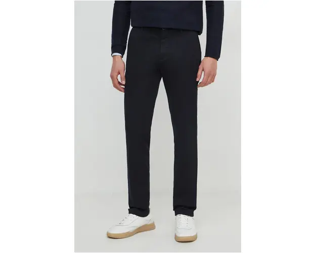 Sisley pantaloni barbati, culoarea negru, mulata