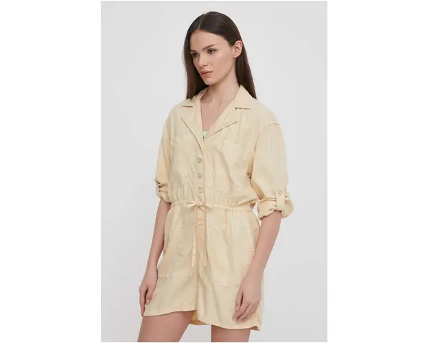 Pepe Jeans salopeta Elison culoarea bej, cu guler