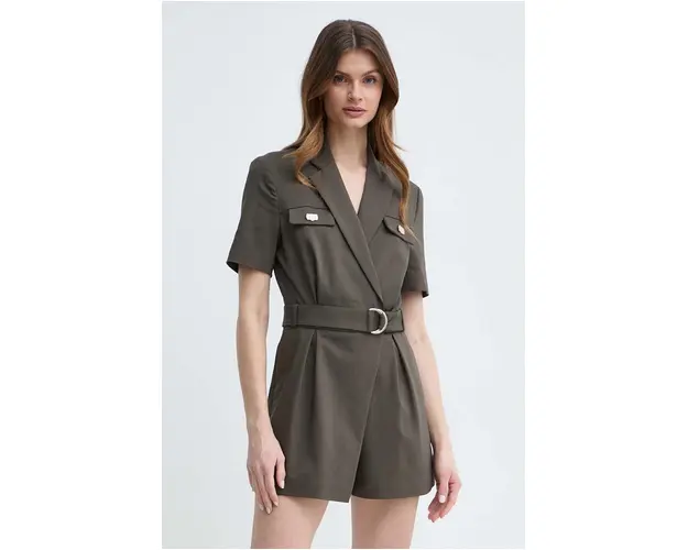 Morgan salopeta SHUPA culoarea verde, cu guler, SHUPA