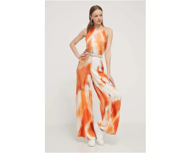 Desigual salopeta LYON culoarea portocaliu, cu decolteu rotund, 24SWPW18