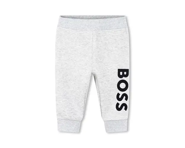 BOSS pantaloni de trening pentru copii culoarea gri, cu imprimeu