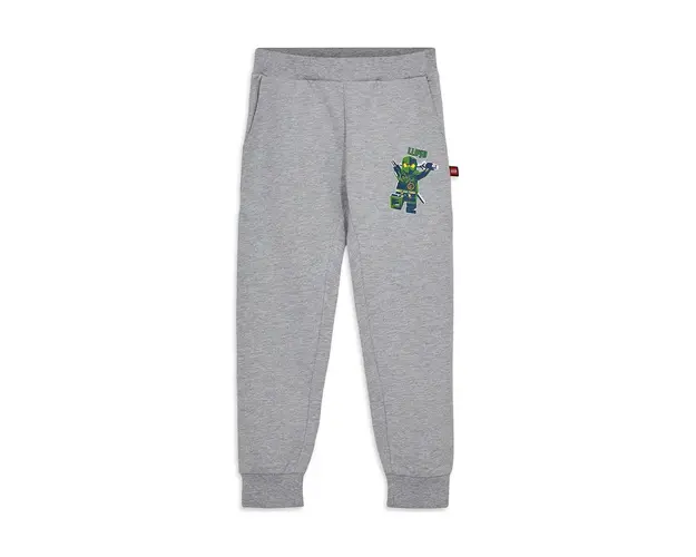 Lego pantaloni de trening din bumbac pentru copii culoarea gri, cu imprimeu