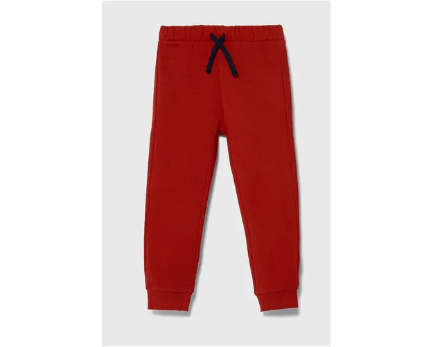 United Colors of Benetton pantaloni de trening din bumbac pentru copii culoarea rosu, neted