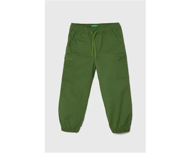 United Colors of Benetton pantaloni copii culoarea verde, neted