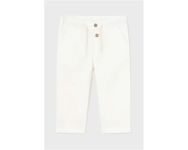 Mayoral pantaloni cu amestec de in pentru copii culoarea alb, neted