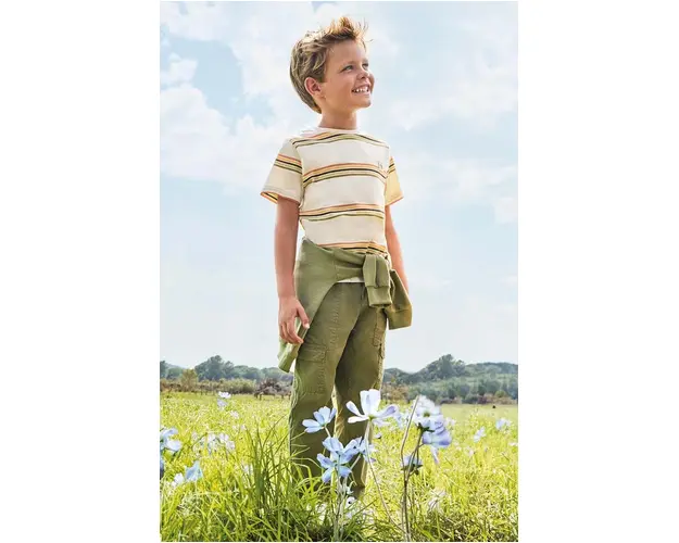 Mayoral pantaloni copii cargo culoarea verde, neted