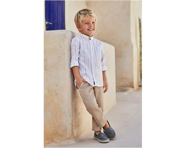 Mayoral pantaloni cu amestec de in pentru copii culoarea bej, neted