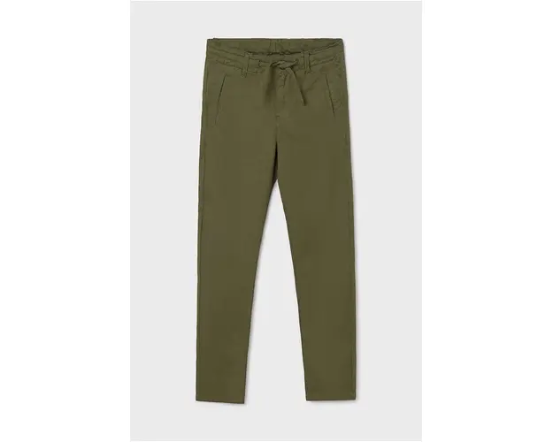 Mayoral pantaloni cu amestec de in pentru copii culoarea verde, neted