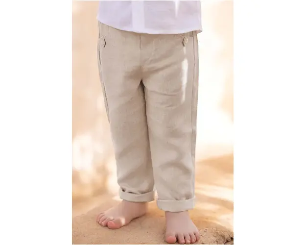 Tartine et Chocolat pantaloni de in pentru copii culoarea bej, neted