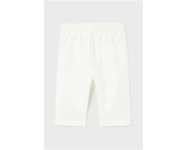 Mayoral Newborn pantaloni cu amestec de in pentru copii culoarea alb, neted