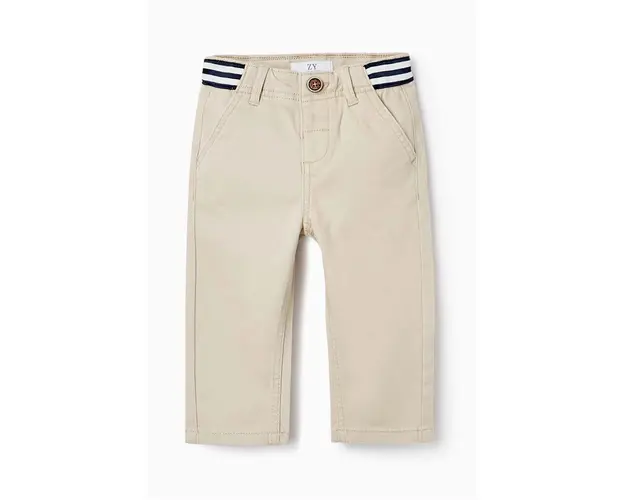 zippy pantaloni bebe culoarea bej, neted