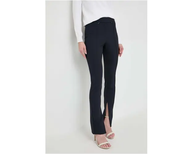 BOSS pantaloni femei, culoarea bleumarin, mulata, high waist 50505972