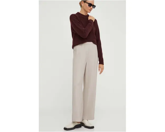 Marc O'Polo pantaloni femei, culoarea bej, lat, high waist