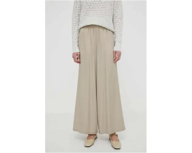 Drykorn pantaloni CEILING femei, culoarea bej, lat, high waist, 130005 80758
