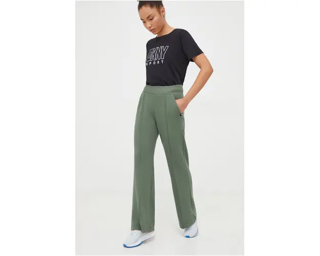 Dkny pantaloni de trening culoarea verde, neted