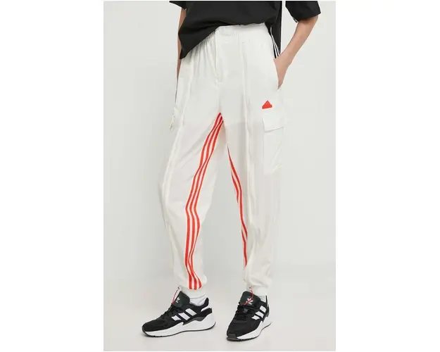 adidas pantaloni de trening culoarea bej, cu imprimeu, IS0904