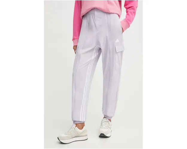 adidas pantaloni de trening culoarea violet, cu imprimeu, IS0907