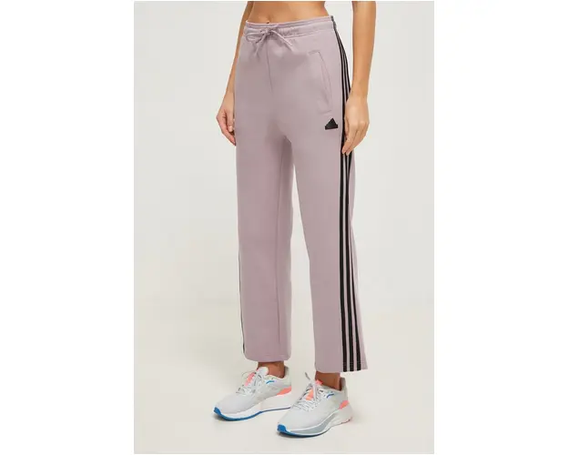 adidas pantaloni de trening culoarea violet, cu imprimeu IS3661