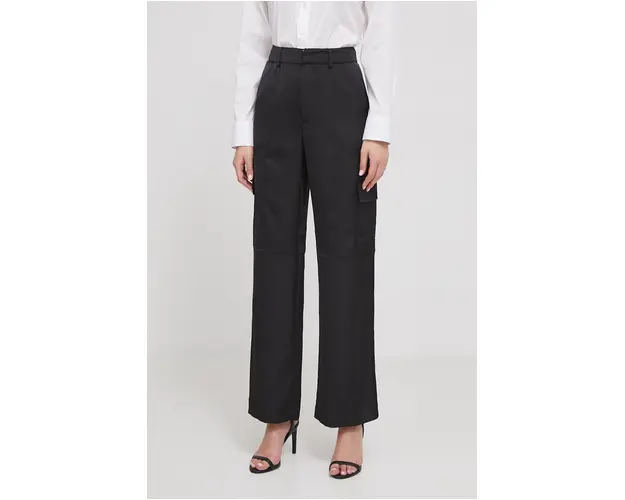 Joop! pantaloni femei, culoarea negru, fason cargo, high waist