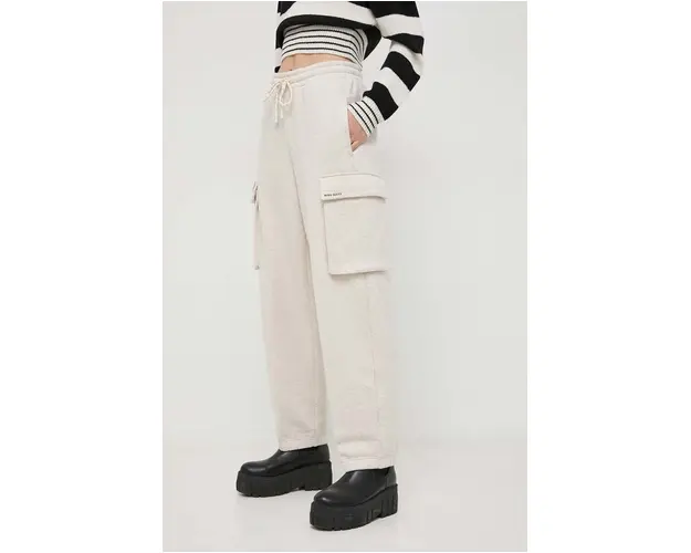 Miss Sixty pantaloni de trening din bumbac culoarea bej, neted